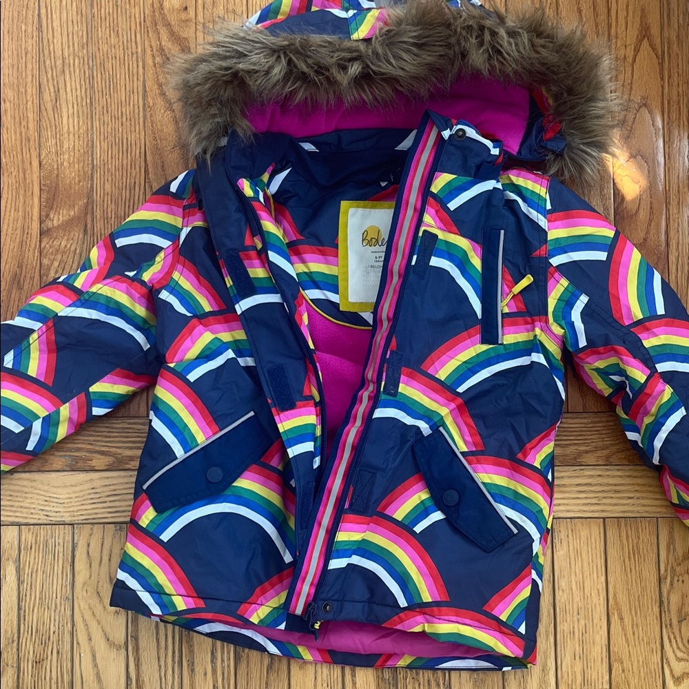 Boden Kids Rainbow Puffer Jacket